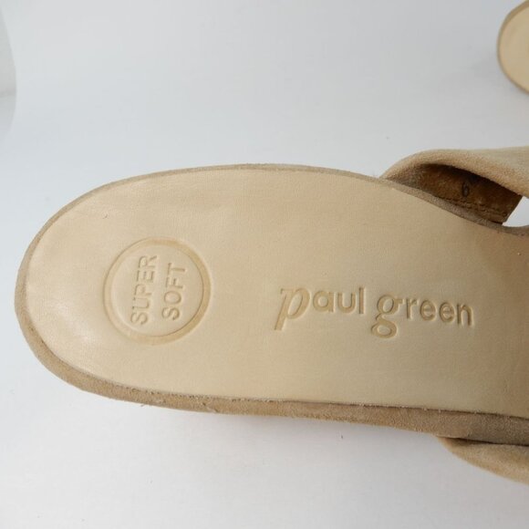 Paul Green SUPER SOFT Yasmin Slide Sandals US 9 Block Heel Beige Suede NEW $378 - Picture 9 of 13